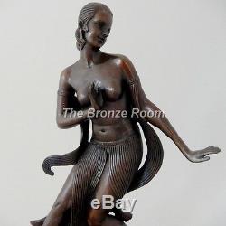 Genuine Bronze Sculpture Art Deco Dancer Nymph on Marble Base