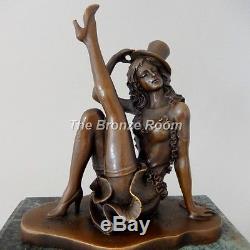 Genuine Bronze Sculpture Art Deco Jazz / Revue Dancer on Marble Base