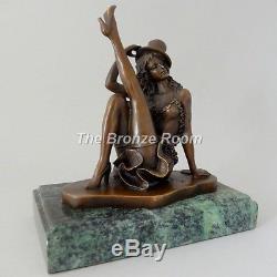 Genuine Bronze Sculpture Art Deco Jazz / Revue Dancer on Marble Base