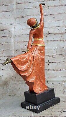 Grand Dimitri Chiparus Danseuse Art Déco Bronze Sculpture Marbre Base LR