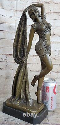 Grand Dimitri Chiparus Danseuse Art Déco Bronze Sculpture Marbre Base Nr