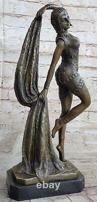 Grand Dimitri Chiparus Danseuse Art Déco Bronze Sculpture Marbre Base Nr