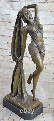 Grand Dimitri Chiparus Danseuse Art Déco Bronze Sculpture Marbre Base Nr