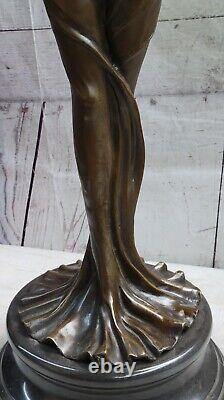 Grand Ouest Art Déco Bronze Sculpture Femelle Modèle Sexy Beauté Fille Femme