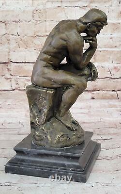 Grand Rodin Famous The Thinker Bronze Marbre Sculpture Art Déco Marbre Ouvre