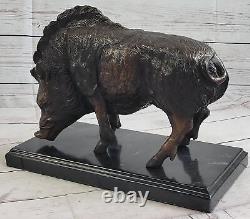 Grand Sanglier Sauvage Cochon Bronze Sculpture Art Déco Marbre Statue Base Décor