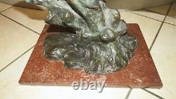 Grande Sculpture Animalière Art Déco 3 Espadons En Bronze 74 CM