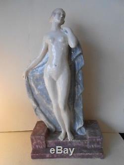 Grande Sculpture Femme Danseuse Craquelé Art déco signé Guignier