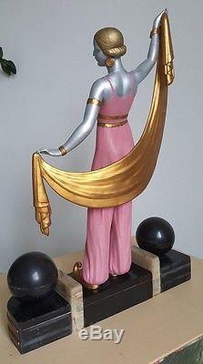 Grande Statue Art Déco 1920/30 Danseuse Orientale Uriano / Sculpture