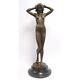 Grande Statue Bronze Marbre Moderne Art Deco Sculpture Nue Erotique Femme Vg-112