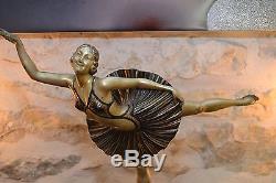 Grande et splendide sculpture statue Art Déco Danseuse signée BALLESTE
