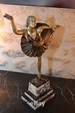 Grande et splendide sculpture statue Art Déco Danseuse signée BALLESTE