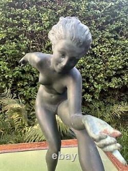 Grande sculpture Danseuse Payenne signée Derenne par Max Le Verrier (Art-Deco)