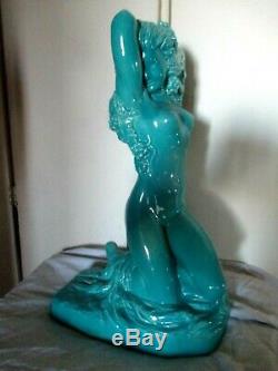 Grande sculpture barbotine naiade nymphe femme signee real del sarte art deco