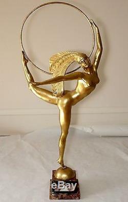 Grande sculpture danseuse en bronze art deco signée J. P. Morante
