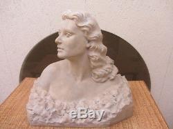 Grande sculpture plâtre art deco buste femme signée Lyle Barcey