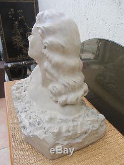 Grande sculpture plâtre art deco buste femme signée Lyle Barcey