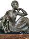 Grande Statue Femme à La Panthère A. Godard D'epoque Art Déco/art Nouveau