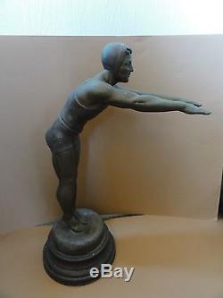 Grande statue sculpture art déco le nageur Ruffony