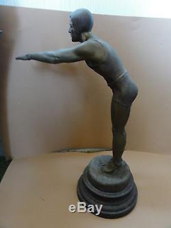 Grande statue sculpture art déco le nageur Ruffony