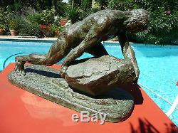 H. BARGAS SCULPTURE Terracota SISYPHE ARTS DECO 20 30 BE SIGNE