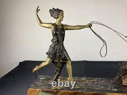 H. Balleste Statue Sculpture Art Deco 1920/1930 Femme Diane, Chêvres