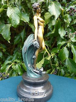 Hot Cast Bronze Statue Preiss Wave Art Deco Signed Statue Sculpture Figure