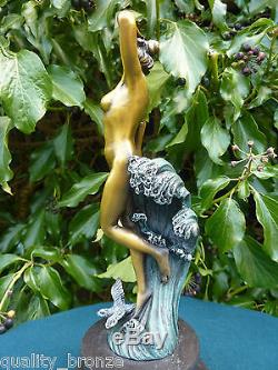 Hot Cast Bronze Statue Preiss Wave Art Deco Signed Statue Sculpture Figure