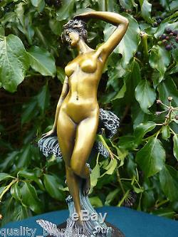 Hot Cast Bronze Statue Preiss Wave Art Deco Signed Statue Sculpture Figure