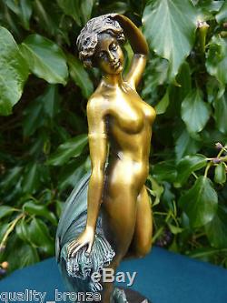 Hot Cast Bronze Statue Preiss Wave Art Deco Signed Statue Sculpture Figure