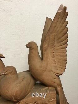 Henri Bargas Terre Cuite Pigeon Paon Sculpture Art Deco