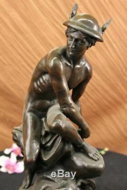 Hermes Mercure Romain Messager God Statue Bronze Sculpture Fonte Art Déco