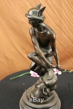 Hermes Mercure Romain Messager God Statue Bronze Sculpture Fonte Art Déco