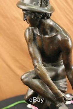 Hermes Mercure Romain Messager God Statue Bronze Sculpture Fonte Art Déco