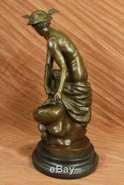 Hermes Mercure Romain Messager God Statue Bronze Sculpture Fonte Art Déco