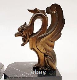 Hippolyte Moreau Dit Franjou Serre-livres Sculpture Chimères Signé Art Deco