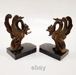 Hippolyte Moreau Dit Franjou Serre-livres Sculpture Chimères Signé Art Deco