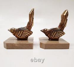 Hippolyte Moreau Serre-livres Sculpture Oiseaux Du Paradis Signé Art Deco