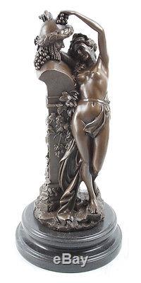 Hot Cast Bronze Art Deco Sculpture On Marble Base Offering to Bacchus A. Carrier