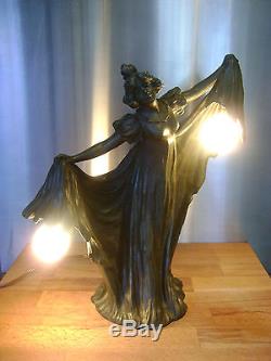 Importante Statue Sculpture Lampe Art Nouveau Danseuse Loïe Fuller Art Deco