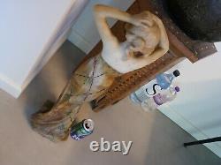 Importante statue de femme en albatre, art nouveau/art deco, H 60cm, P 8kg