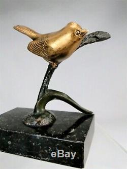 Irenee Rochard (1906-1984) Belle Sculpture Oiseau Art Deco Bronze A 2 Patines