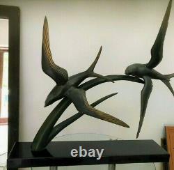 Irénée Rochard (1906-1984) Imposante Sculpture Art Deco régule oiseaux en vole