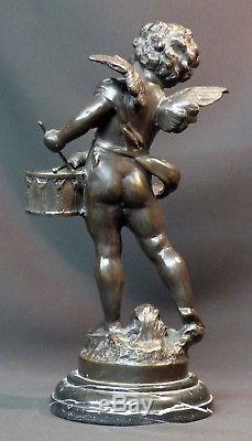 Jolie paire statuette sculpture bronze 33cm5kg angelot musicien putti chérubin