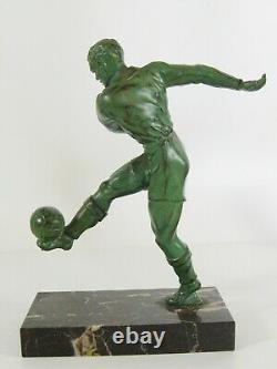 Joueur de foot régule socle marbre art déco trophée sportif footballeur