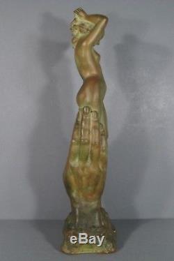 L'offrande Sculpture Ancienne Femme Nue Art Déco Terre Cuite Signée Bouraine