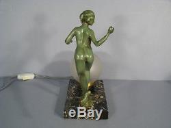 Lampe Sculpture Art Deco Style Guerbe Le Faguays / Lampe Femme Nue Art Deco