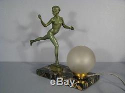 Lampe Sculpture Art Deco Style Guerbe Le Faguays / Lampe Femme Nue Art Deco