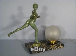 Lampe Sculpture Art Deco Style Guerbe Le Faguays / Lampe Femme Nue Art Deco