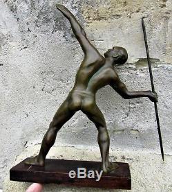 LUCSculpture bronze patiné époque art decoLe lanceur de javelotEtat superbe